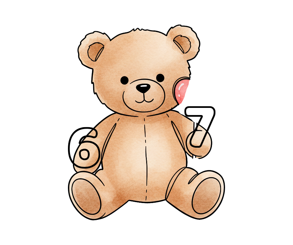 teddy bear holding 6 and 7 to turn into an stl with cookie design lab to 3d print at home