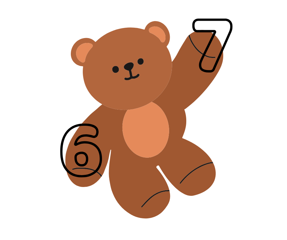 teddy bear holding 6 and 7 to turn into an stl with cookie design lab to 3d print at home